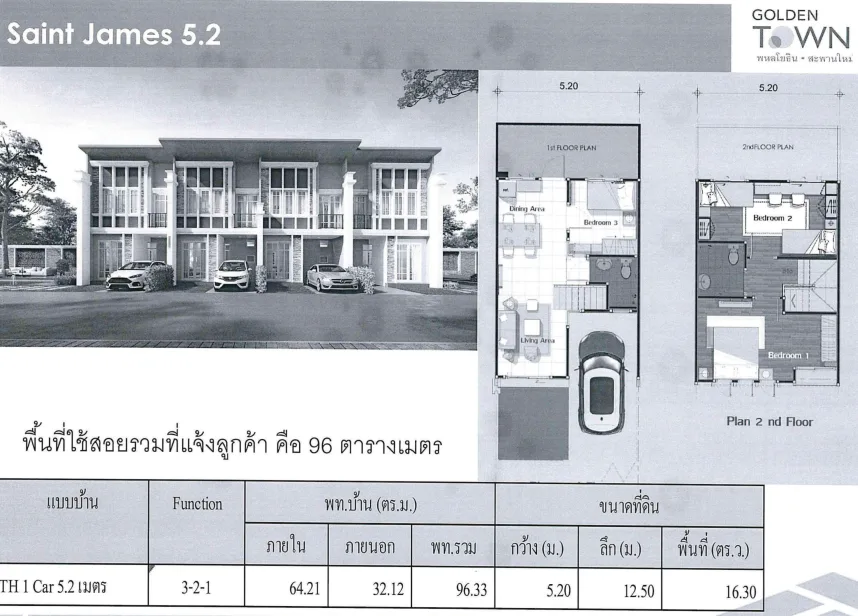 ทาวน์เฮ้าส์ โครงการ โกลเด้น ทาวน์ พหลโยธิน-สะพานใหม่ กรุงเทพมหานคร