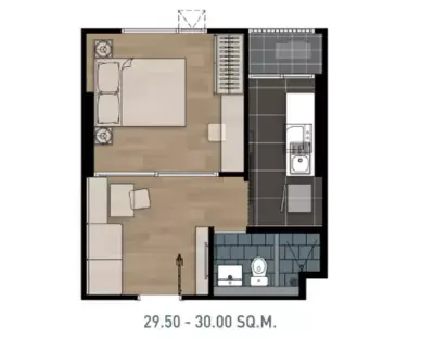 ห้องชุด แอสปาย เอราวัณ ทาวเวอร์ บี [ชั้น 22 อาคาร B] รูปที่ 2